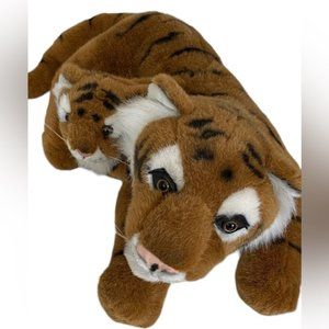 Vintage 1996 Ganz Tiger with baby plush stuffed animal large soft realistic 20”